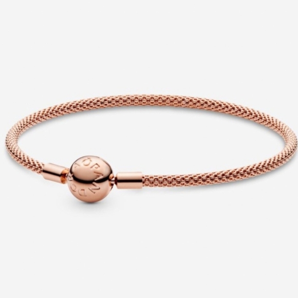 Pandora 14k Rose Gold Plated Mesh Bracelet. - Picture 1 of 8